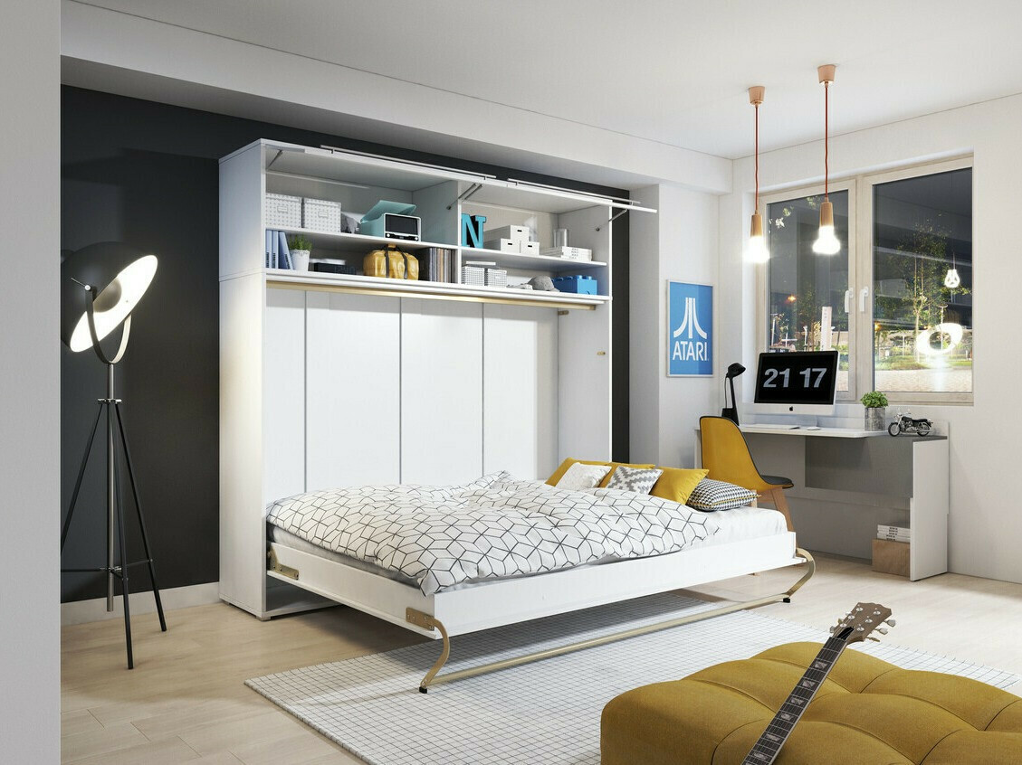 Cama rebatível Concept Pro Lenart IV (Branco + Branco brilhante)