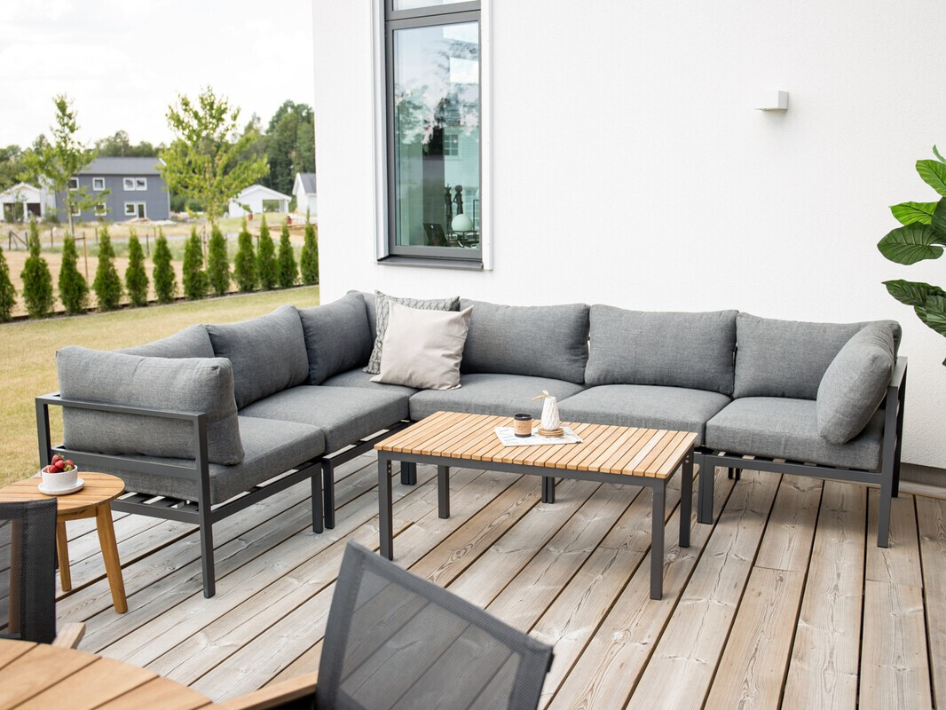 Mesa de centro para o exterior Dallas 775 (Preto + Teca)