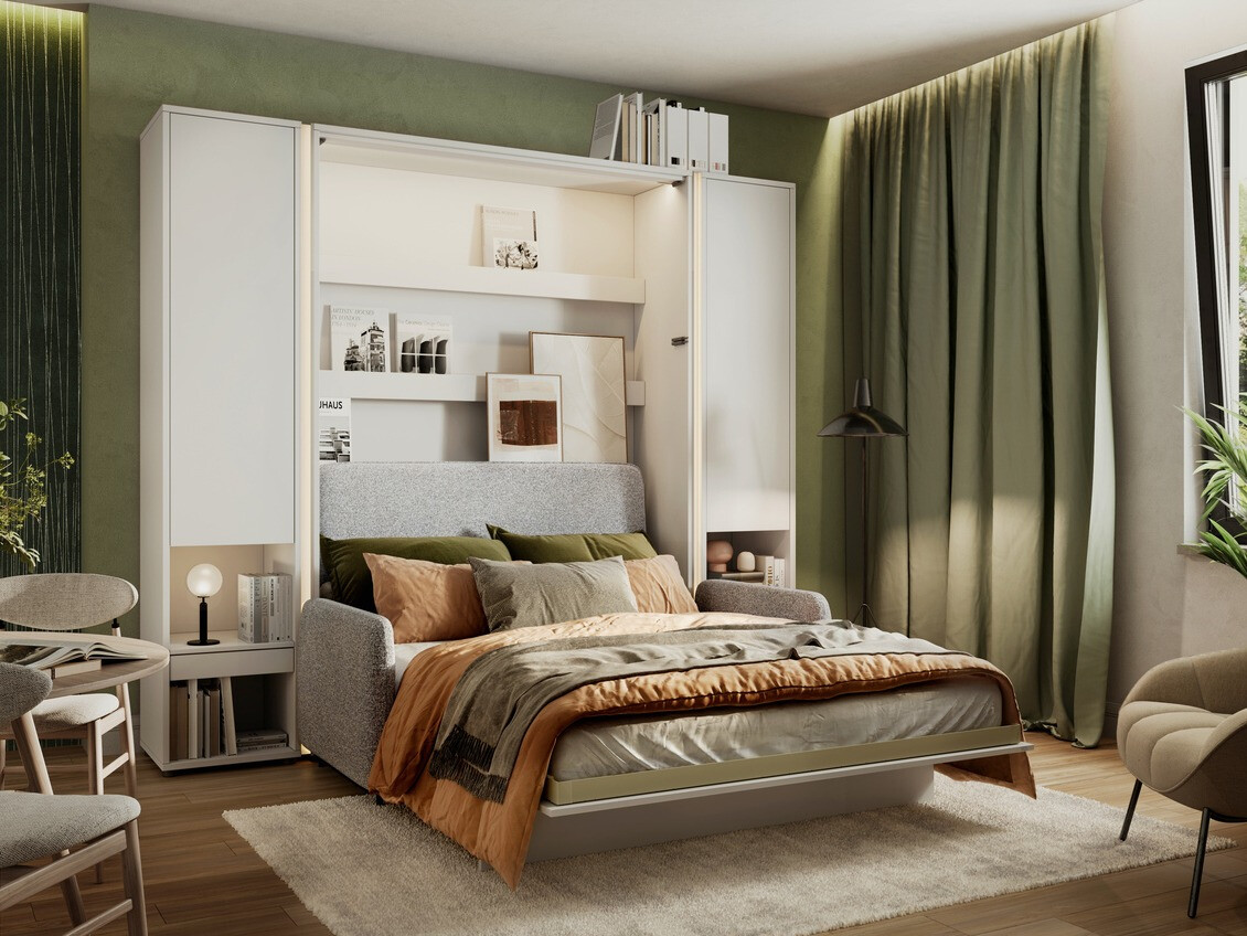 Cama rebatível Concept Pro Lenart VII (Branco + Cinzento)