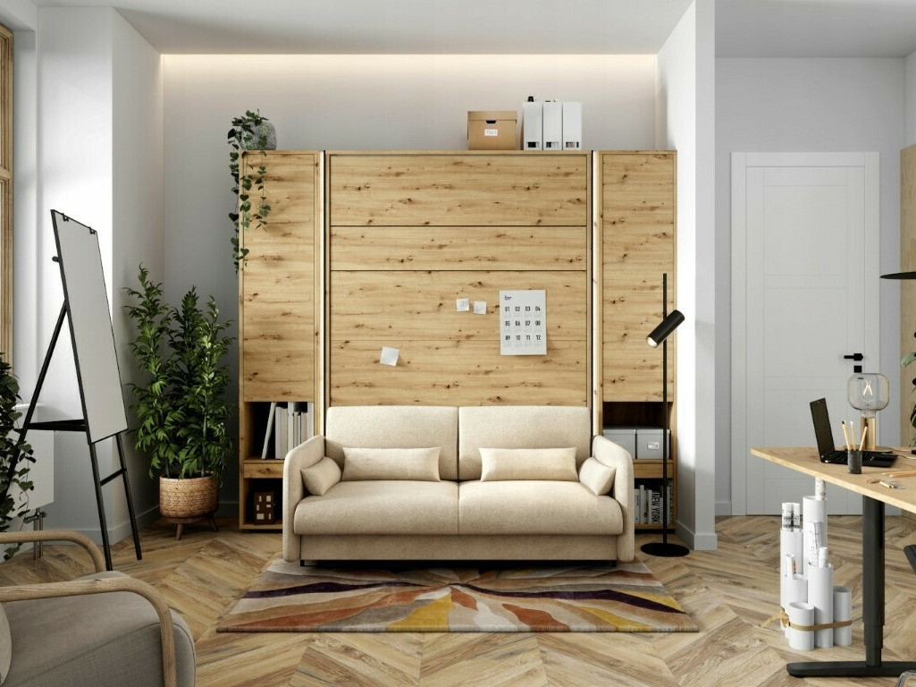Cama rebatível Concept Pro Lenart VII (Carvalho Artisan + Bege)