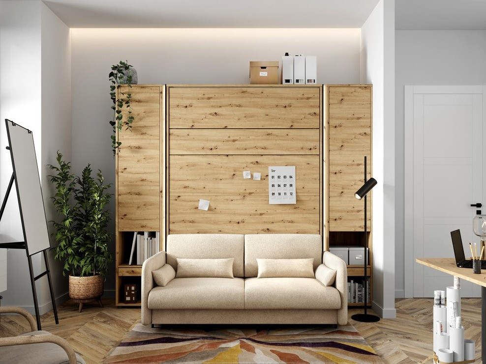 Conjunto de mobiliário Concept Pro Lenart Levfere 139 (Carvalho Artisan + Beige)