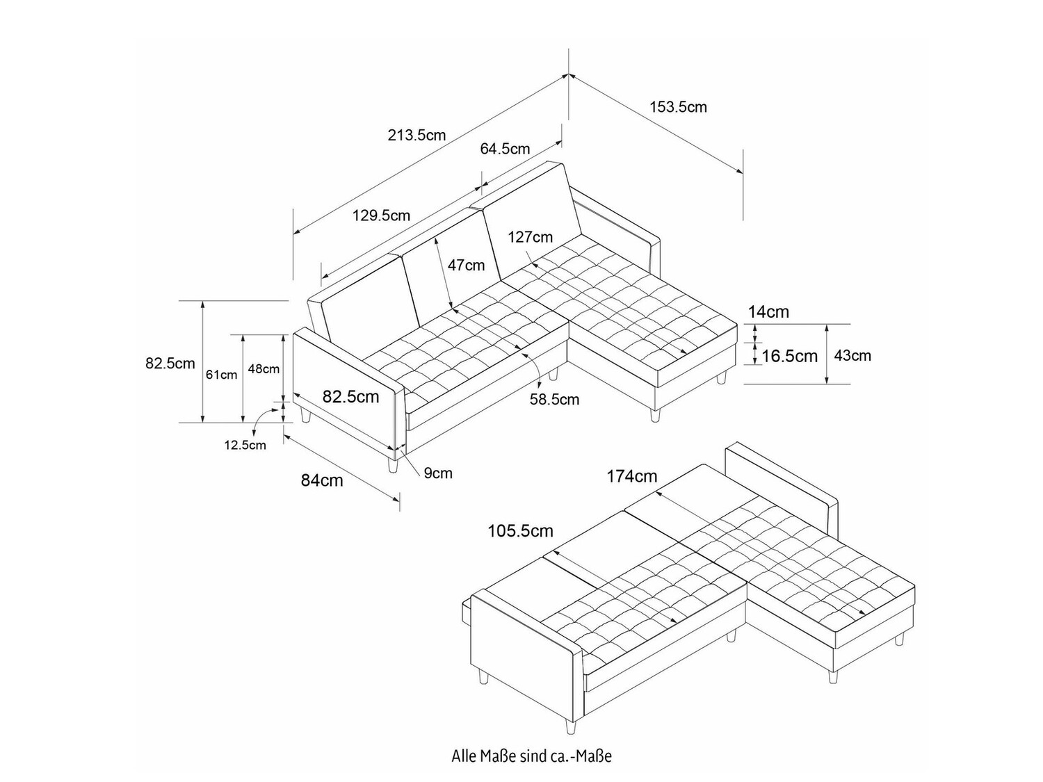 Sofá de canto Tulsa 540 (Verde)