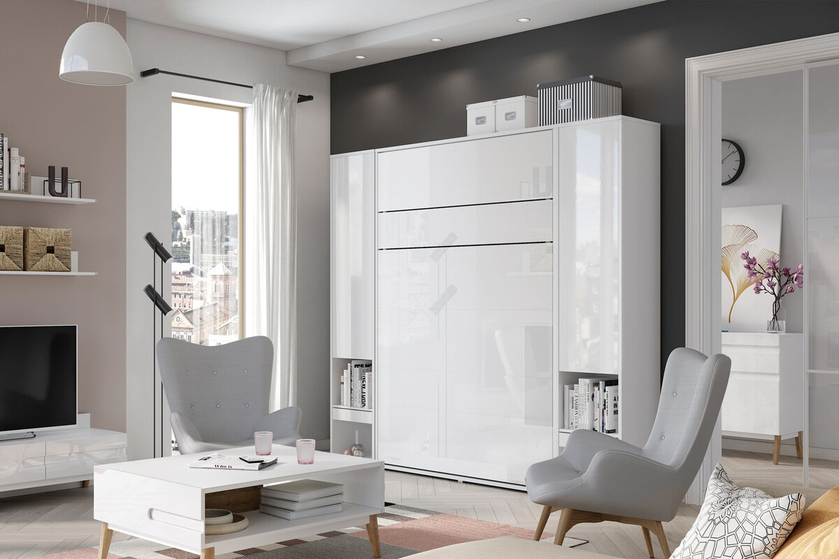 Cama rebatível Concept Lenart (Branco + Branco brilhante)