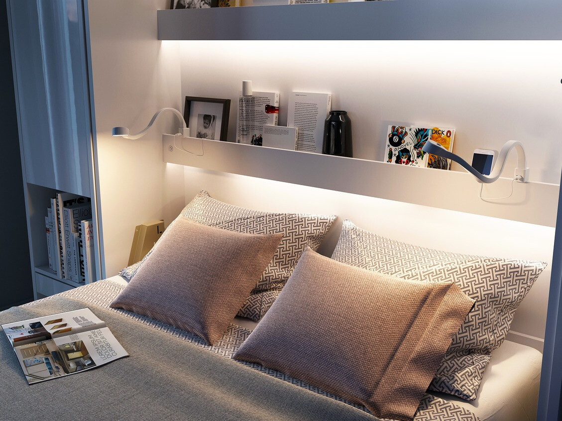 Cama rebatível Concept Pro Lenart Levfere 102 (Branco + Branco brilhante)