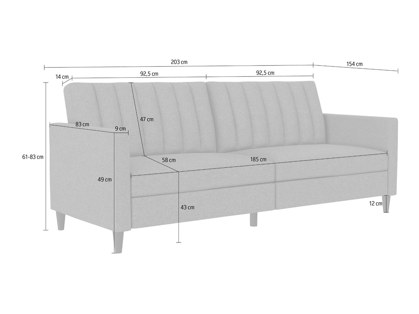 Sofá-cama Tulsa 546 (Cinzento claro)