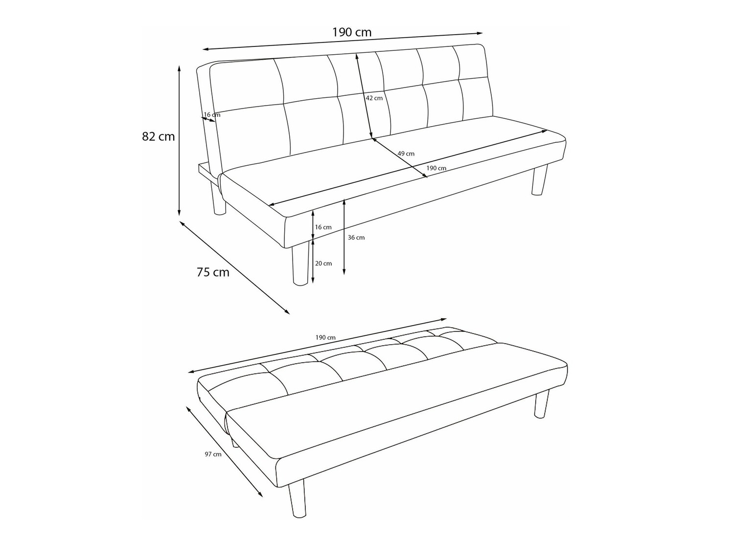 Sofá-cama Tulsa 550 (Cinzento)