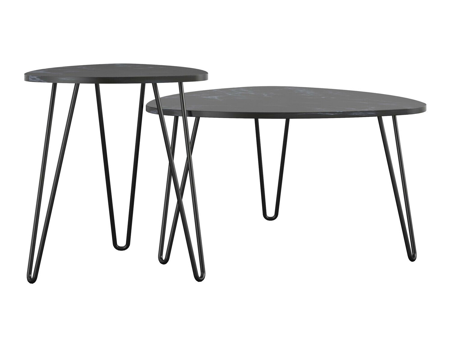 Conjunto de mesas de centro Tulsa 561 (Mármore preto + Preto)