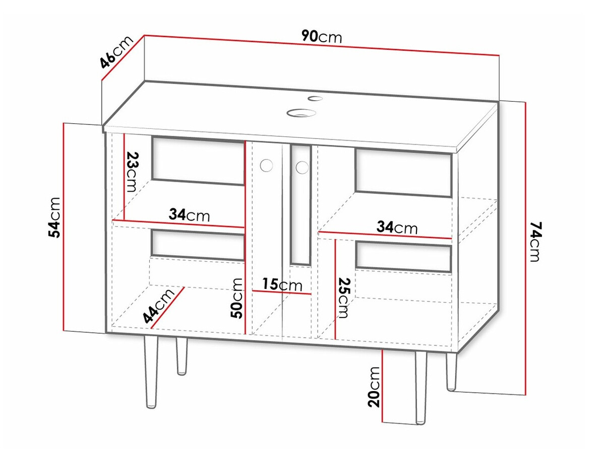 Armário com lavatório de apoio próprio para casa de banho Merced P101 (Branco)