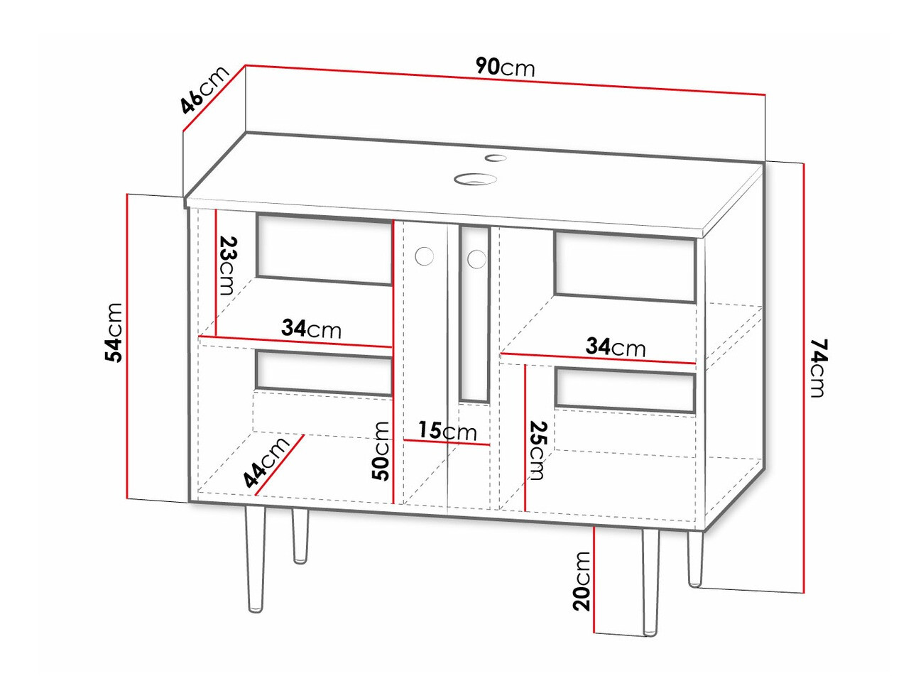 Armário com lavatório de apoio próprio para casa de banho Merced P101 (Cinzento)