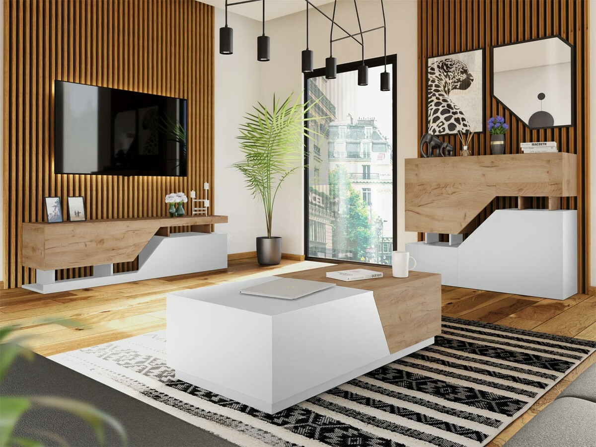 Aparador Comfivo Daldune (Carvalho wotan + Branco)