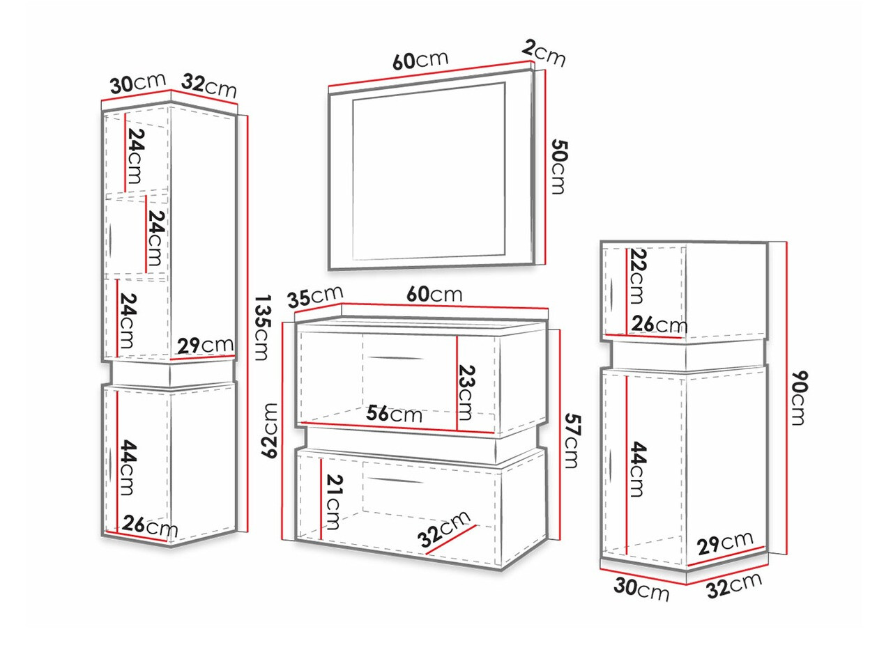 Conjunto para casa de banho Hartford C100 (Carvalho wotan + Preto)