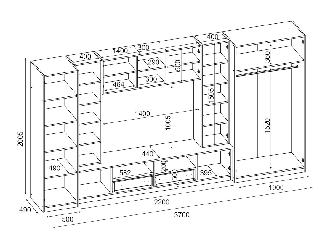 Conjunto para sala de estar Lexington 174 (Grande carvalho)