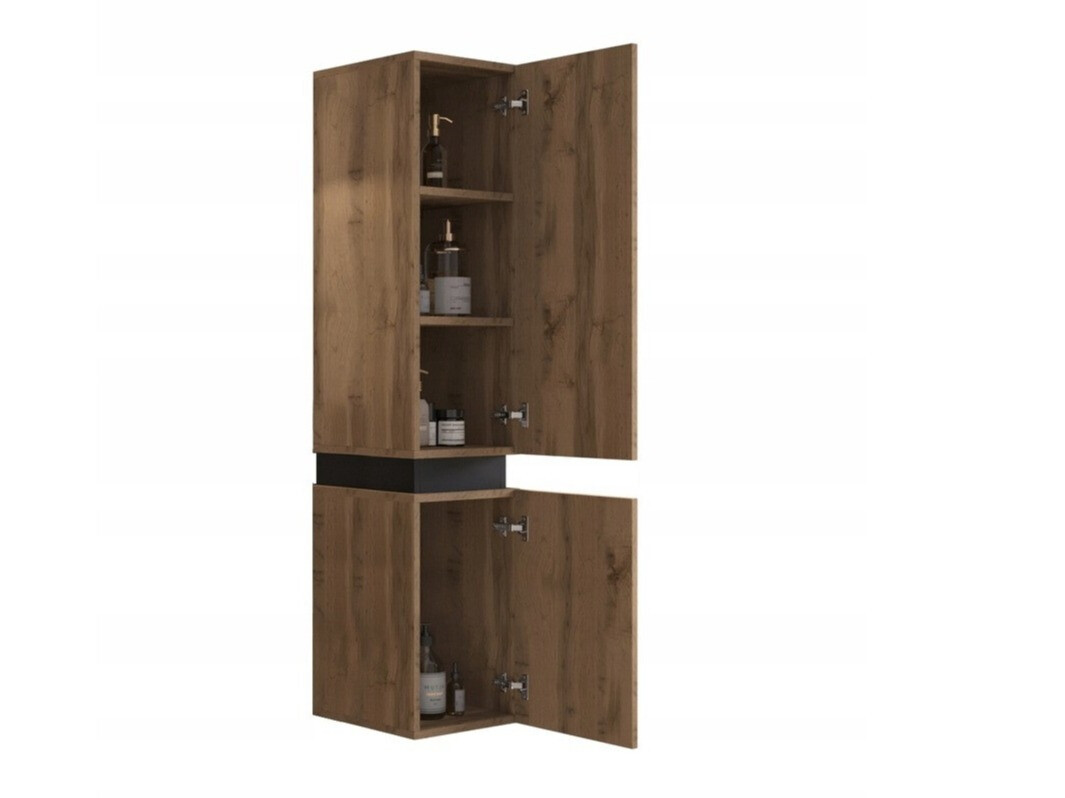 Armário montado na parede para casa de banho Hartford C106 (Carvalho wotan + Preto)