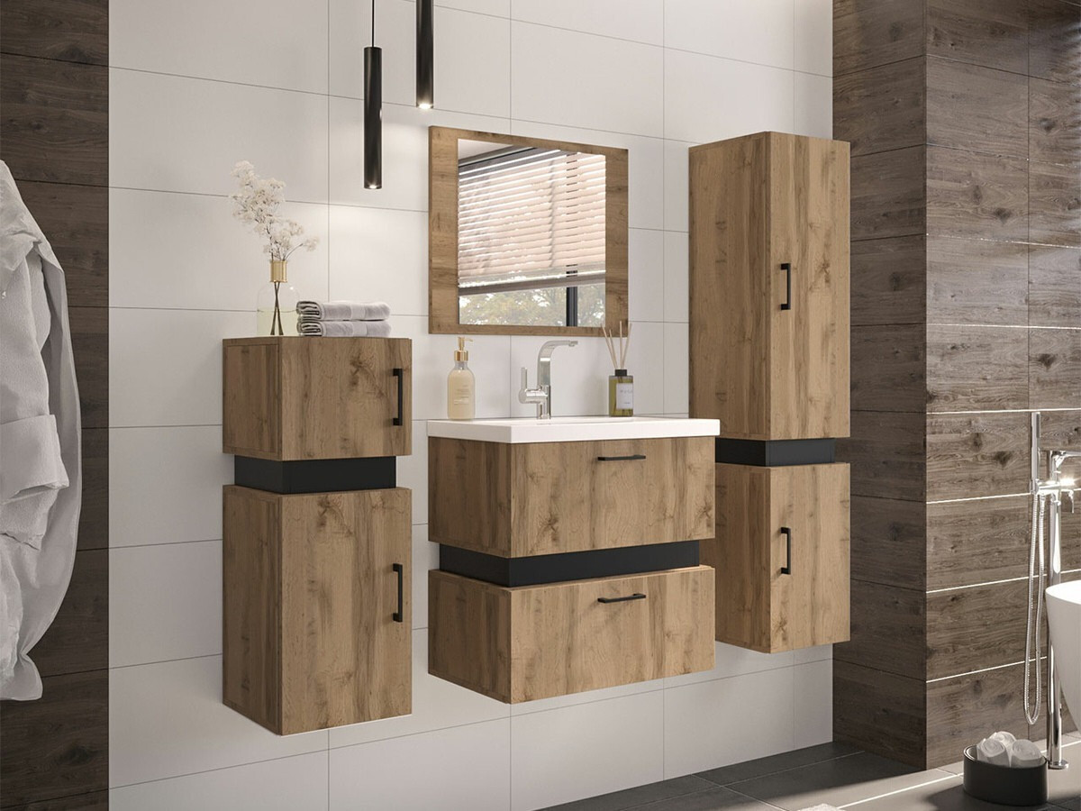 Conjunto para casa de banho Hartford C100 (Carvalho wotan + Preto)