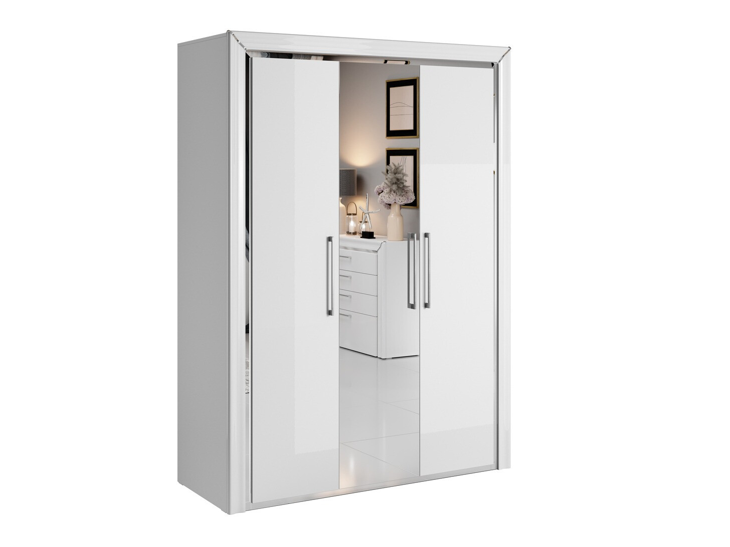 Roupeiro Levrema 105 (Branco + Prata)