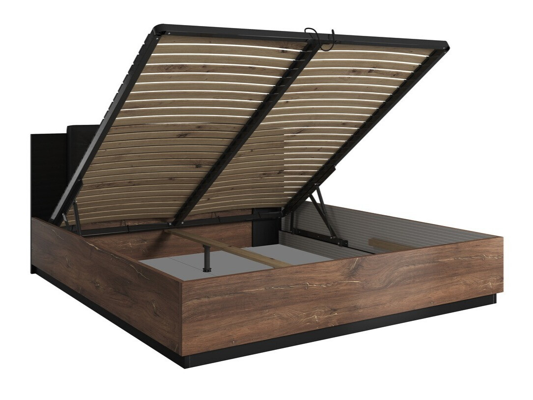 Cama Felelie 111 (Carvalho Flagstaf escuro + Cobre)