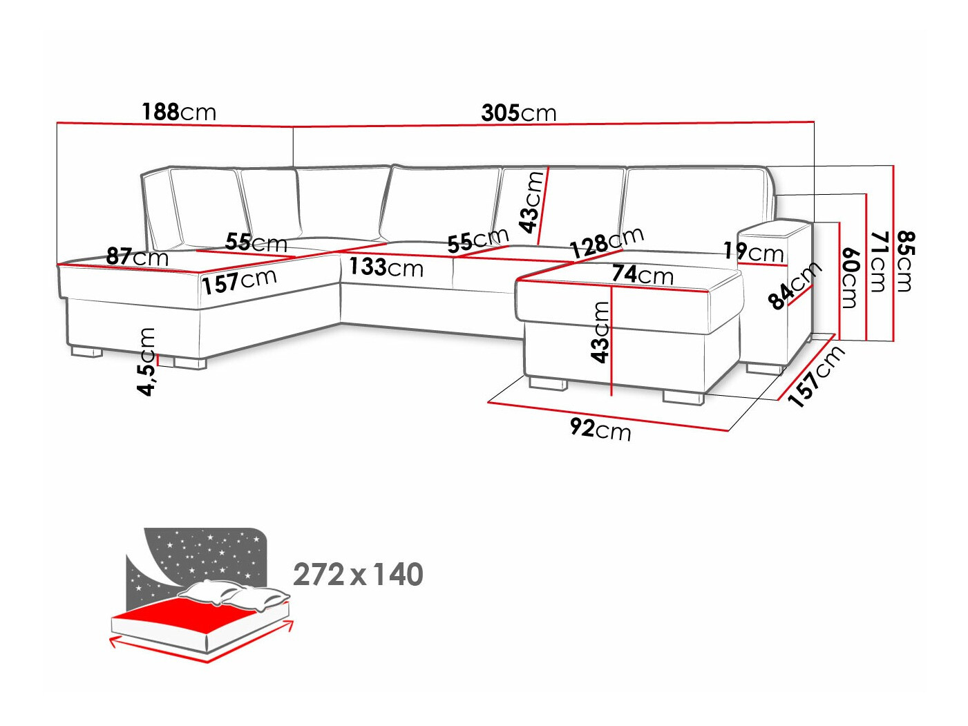 Sofá de canto Comfivo 227 (Poso 110)