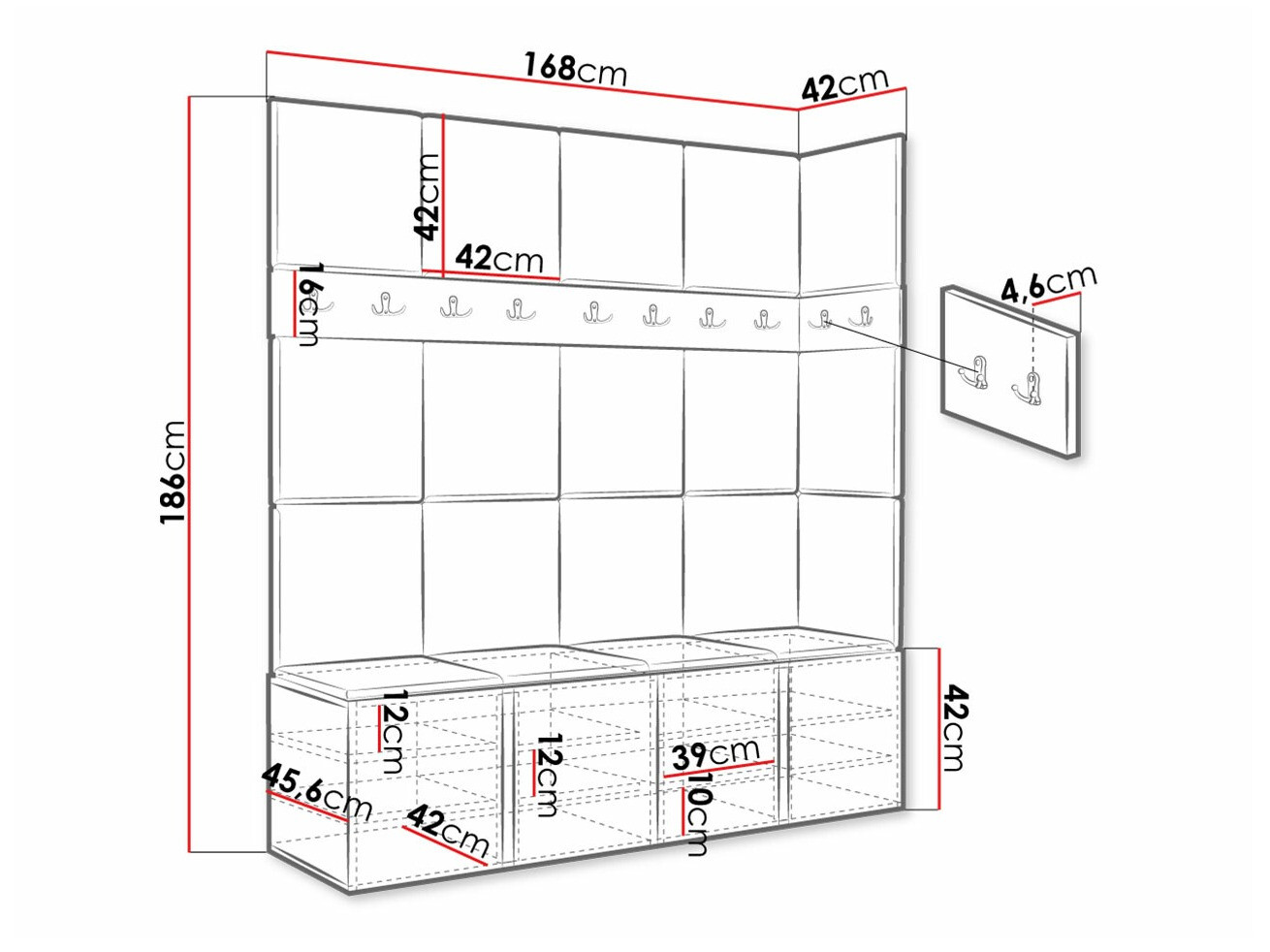 Conjunto para corredor Hartford 265 (Grafite)