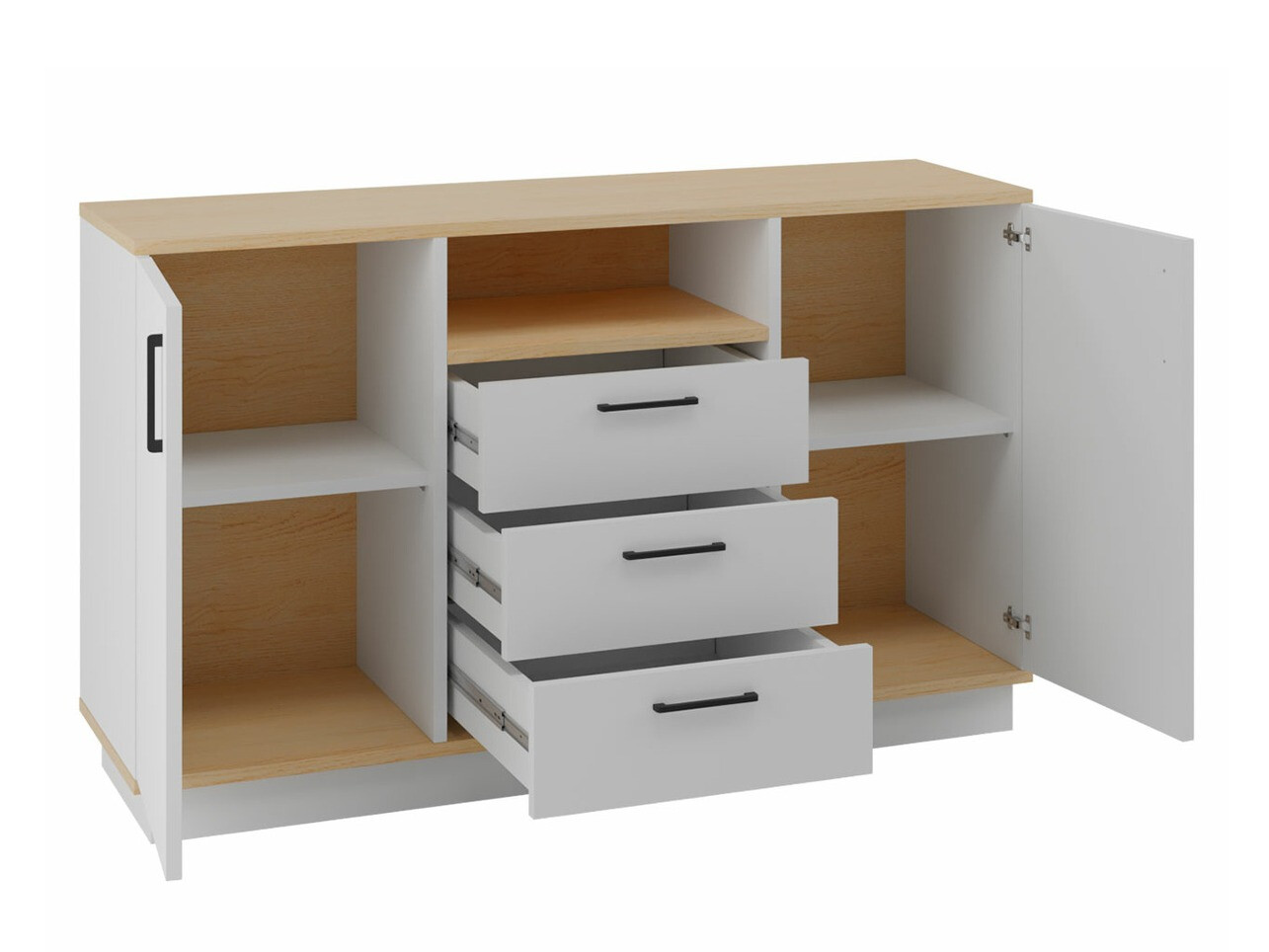 Cómoda Omaha T122 (Carvalho claro + Branco)