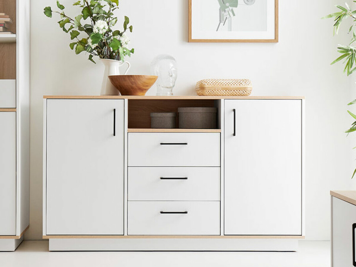 Cómoda Omaha T122 (Carvalho claro + Branco)