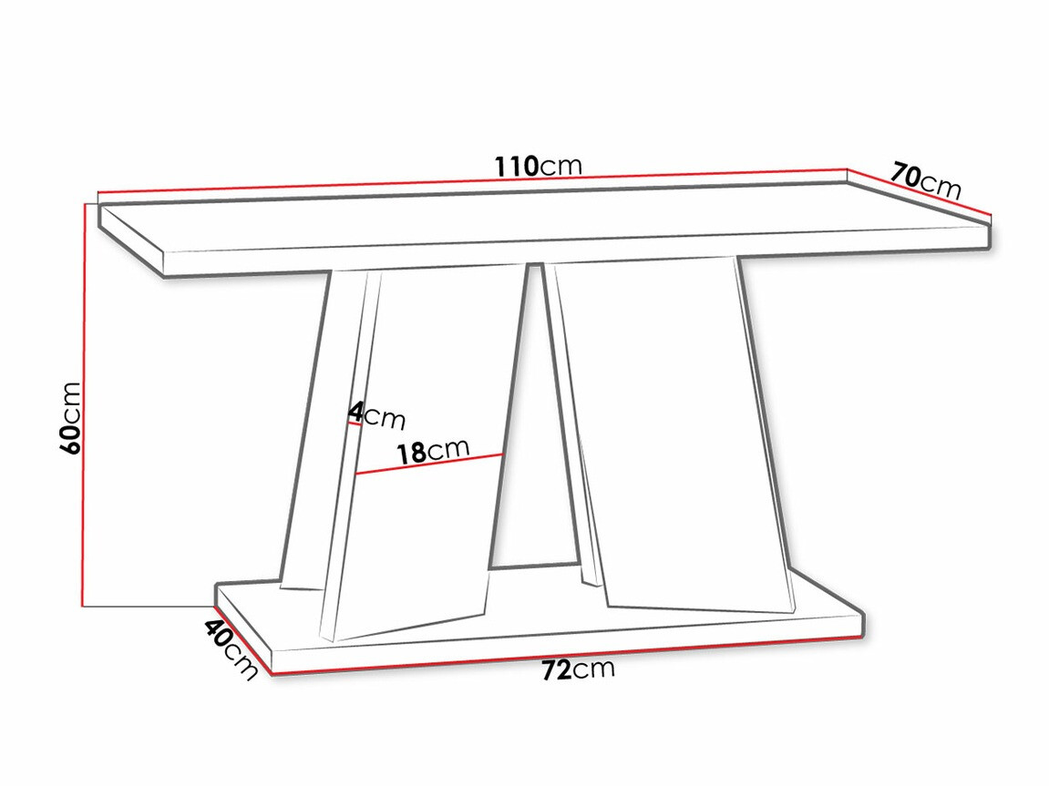 Mesa de centro Goodyear 108 (Branco brilhante + Cimento)
