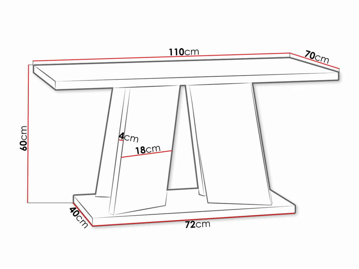 Mesa para revistas Goodyear 108 (Preto brilhante + Cimento)