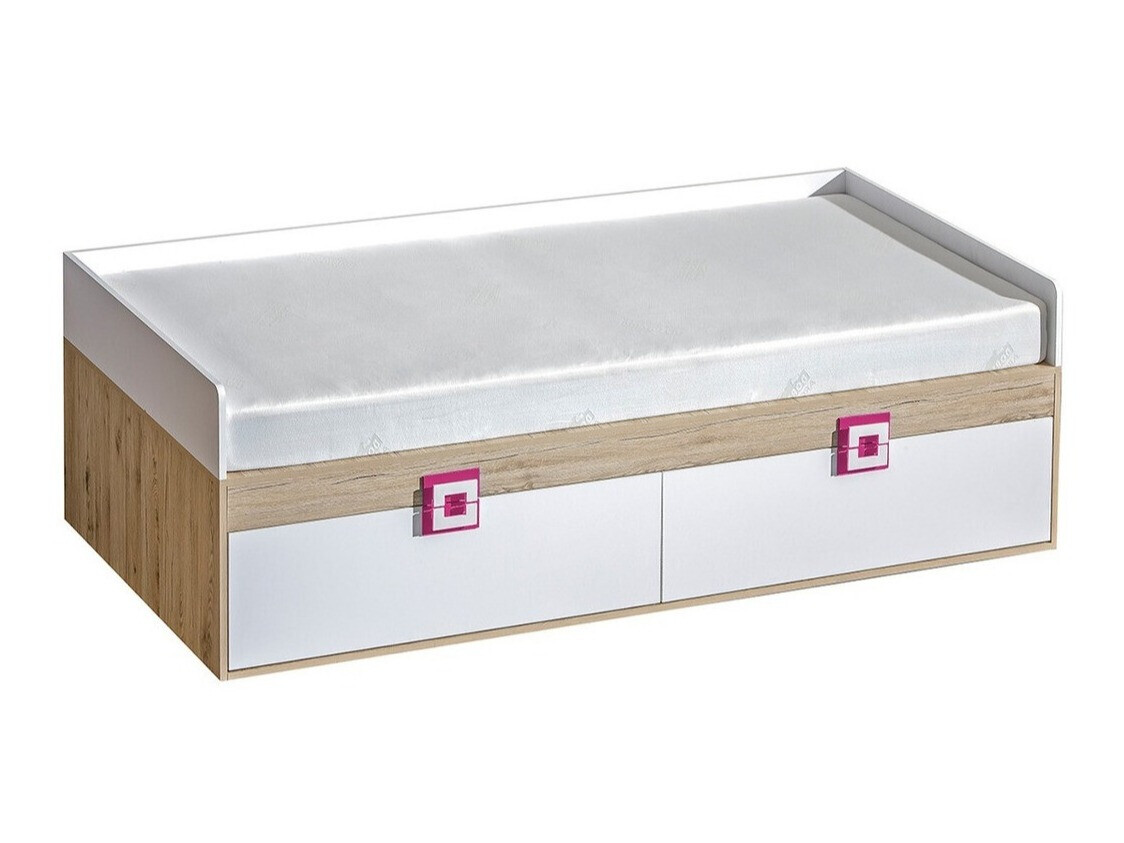 Cama Balvire 113 (Carvalho claro + Branco + Rosa)