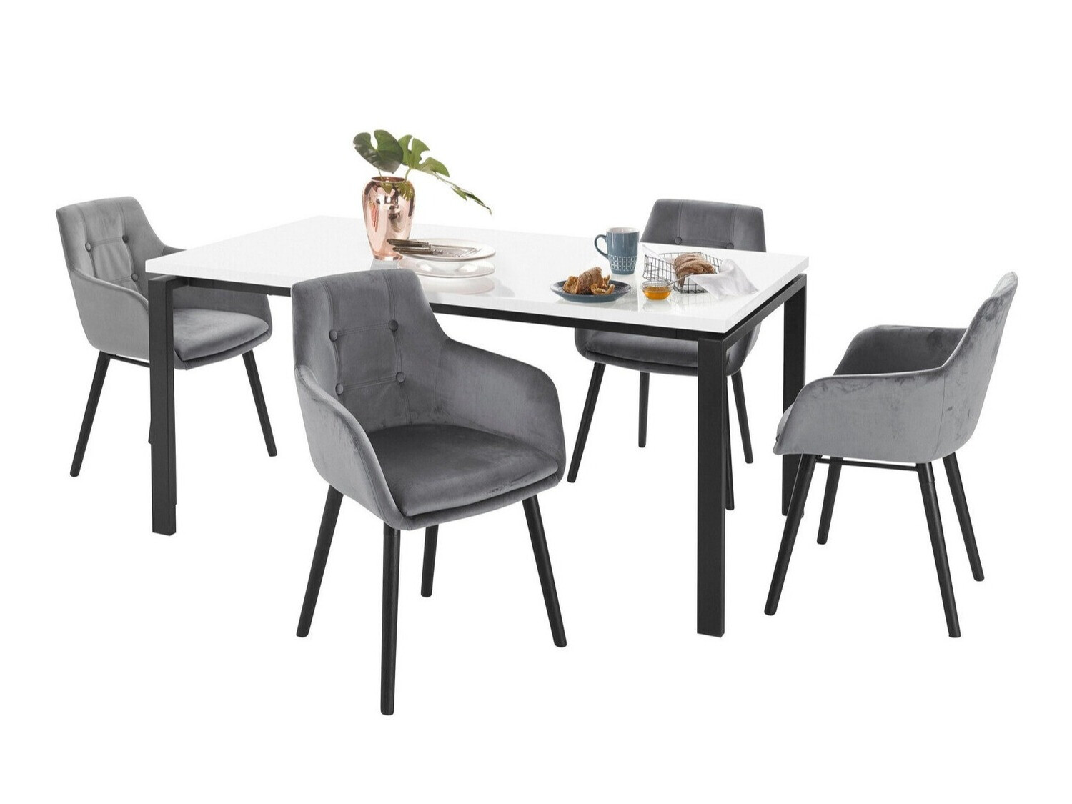 Conjunto para refeições Denton 276 (Branco + Cinzento + Preto)