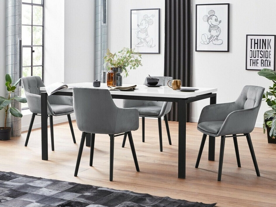 Conjunto para refeições Denton 276 (Branco + Cinzento + Preto)