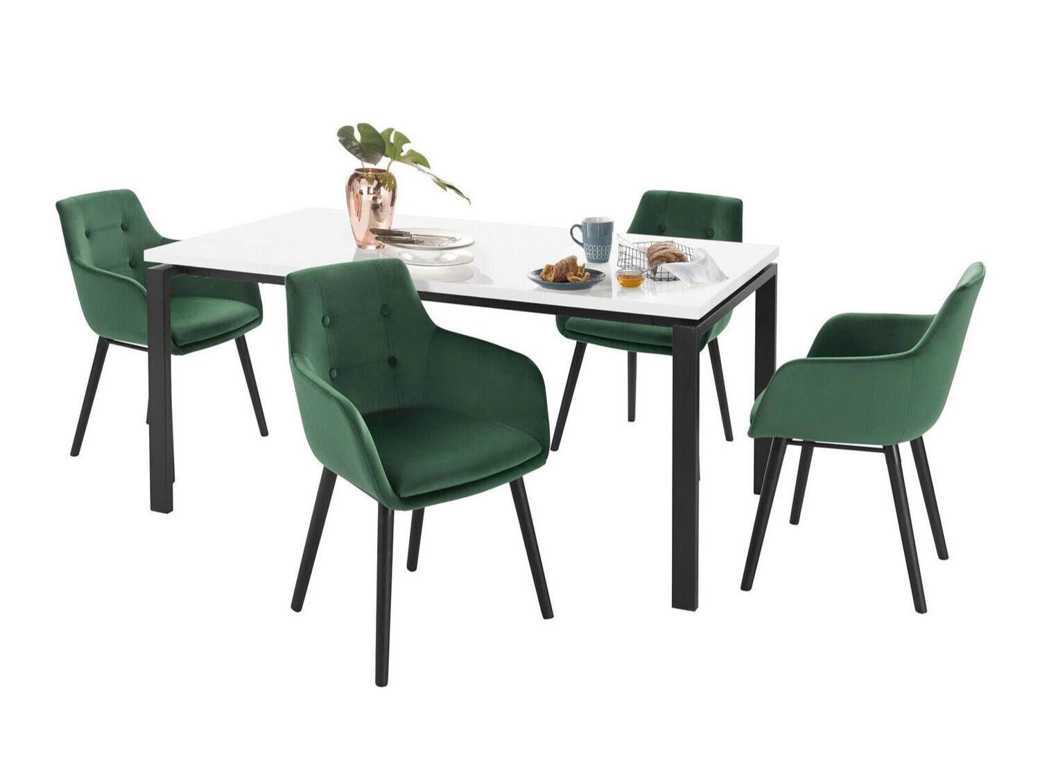 Conjunto para refeições Denton 276 (Branco + Verde + Preto)