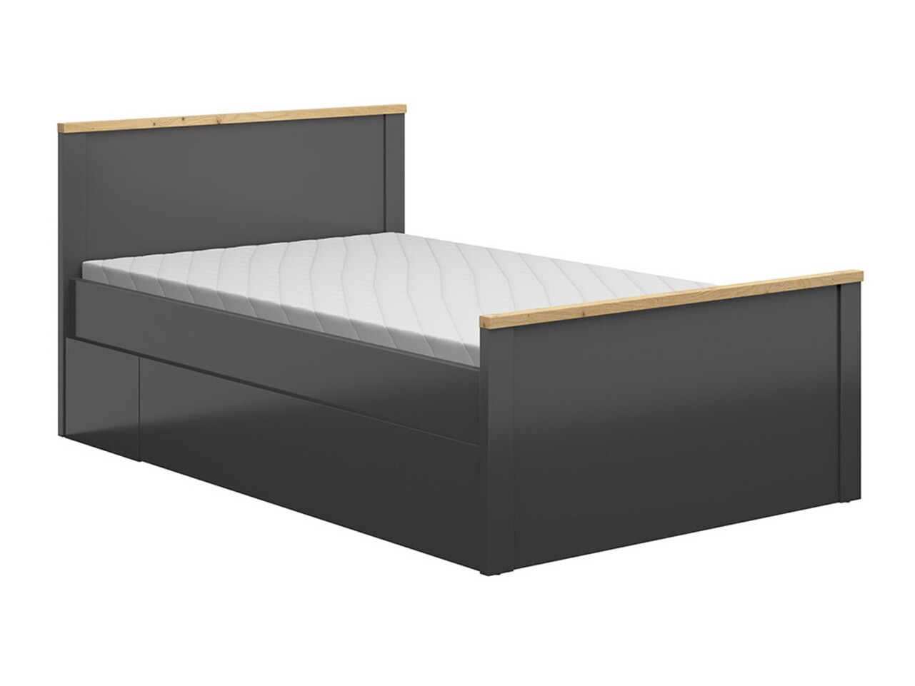 Cama Sordoro 132 (Grafite + Carvalho Artisan)