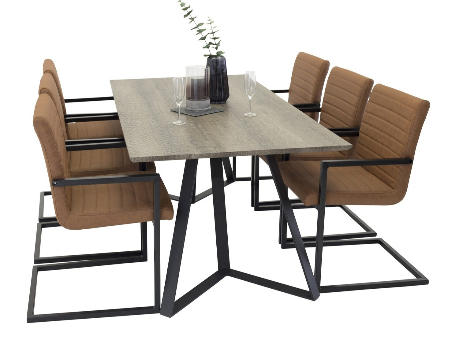 Conjunto para refeições Dallas 1349 (Castanho + Preto)