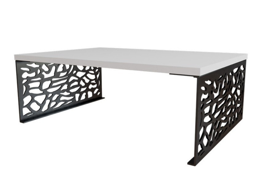 Mesa de centro Germantown 107 (Branco brilhante + Preto mate)