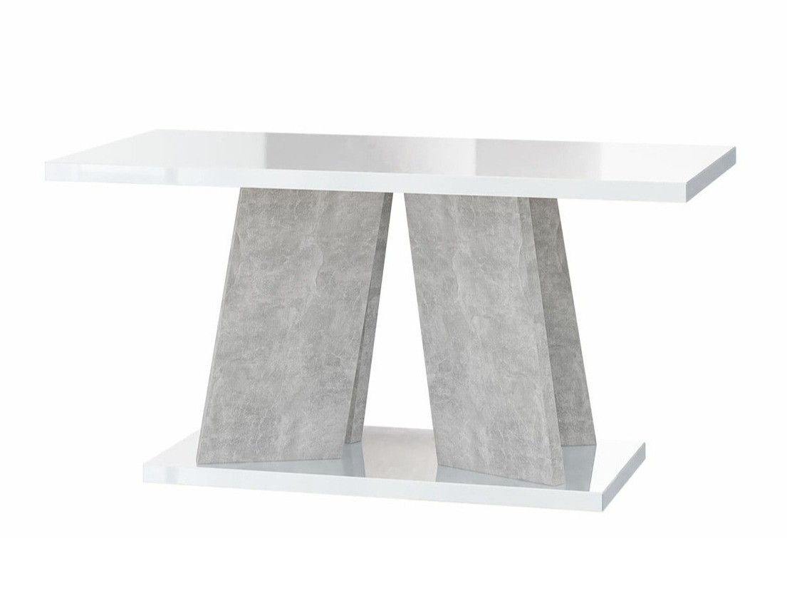 Mesa de centro Goodyear 108 (Branco brilhante + Cimento)