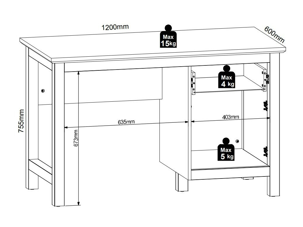 Mesa de escritório Sordoro 129 (Larício de cebola + Pinho larico)