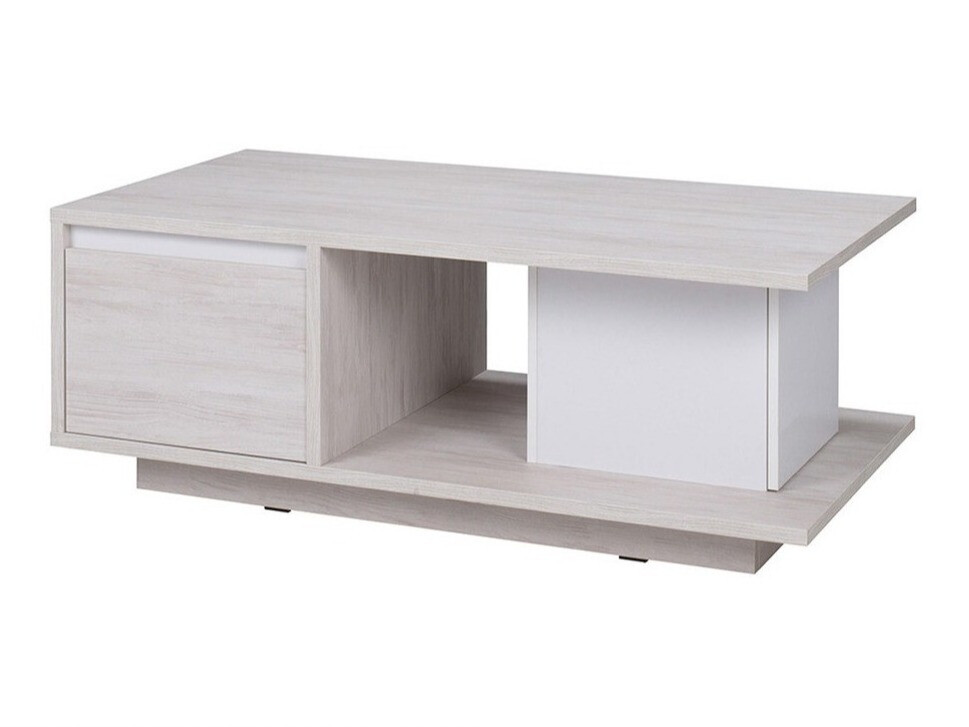Mesa para revistas Fivelbo 103 (Carvalho branqueado + Branco brilhante)