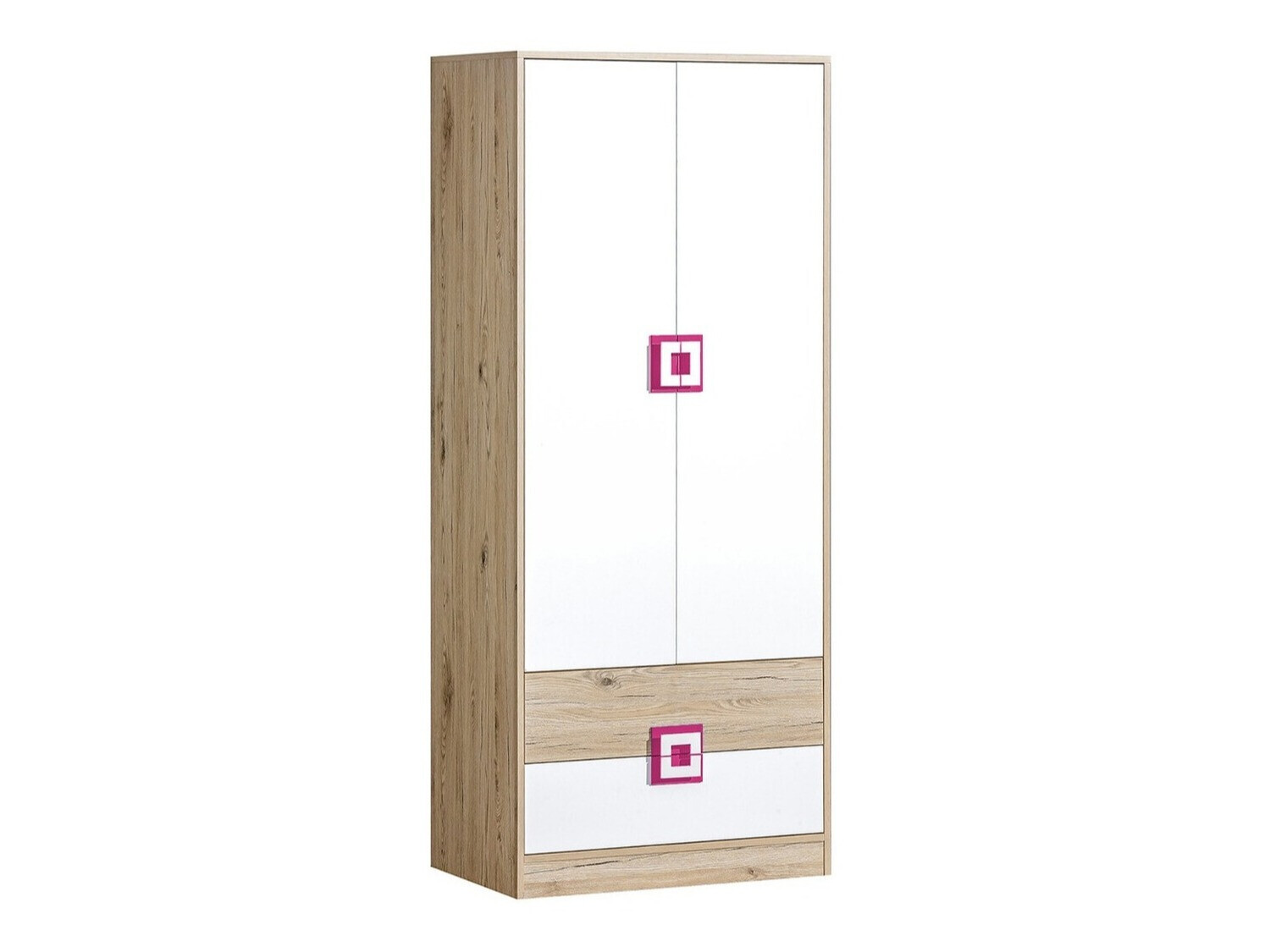 Roupeiro Balvire 102 (Carvalho claro + Branco + Rosa)
