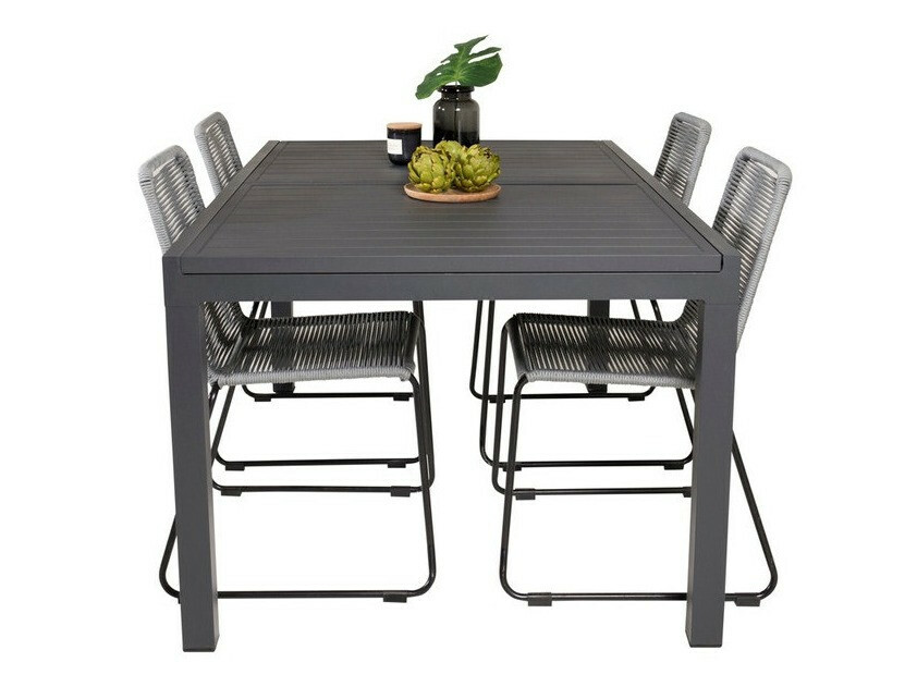 Conjunto de mesa e cadeiras Dallas 3783 (Cinzento + Preto)