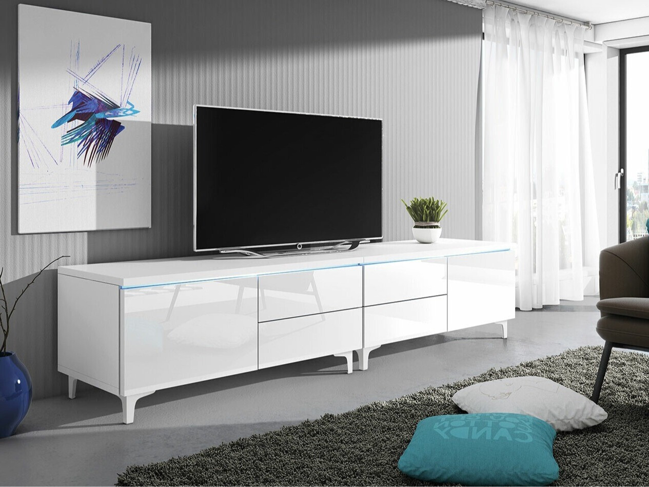Móvel de TV Hortus I (Branco + Branco brilhante)