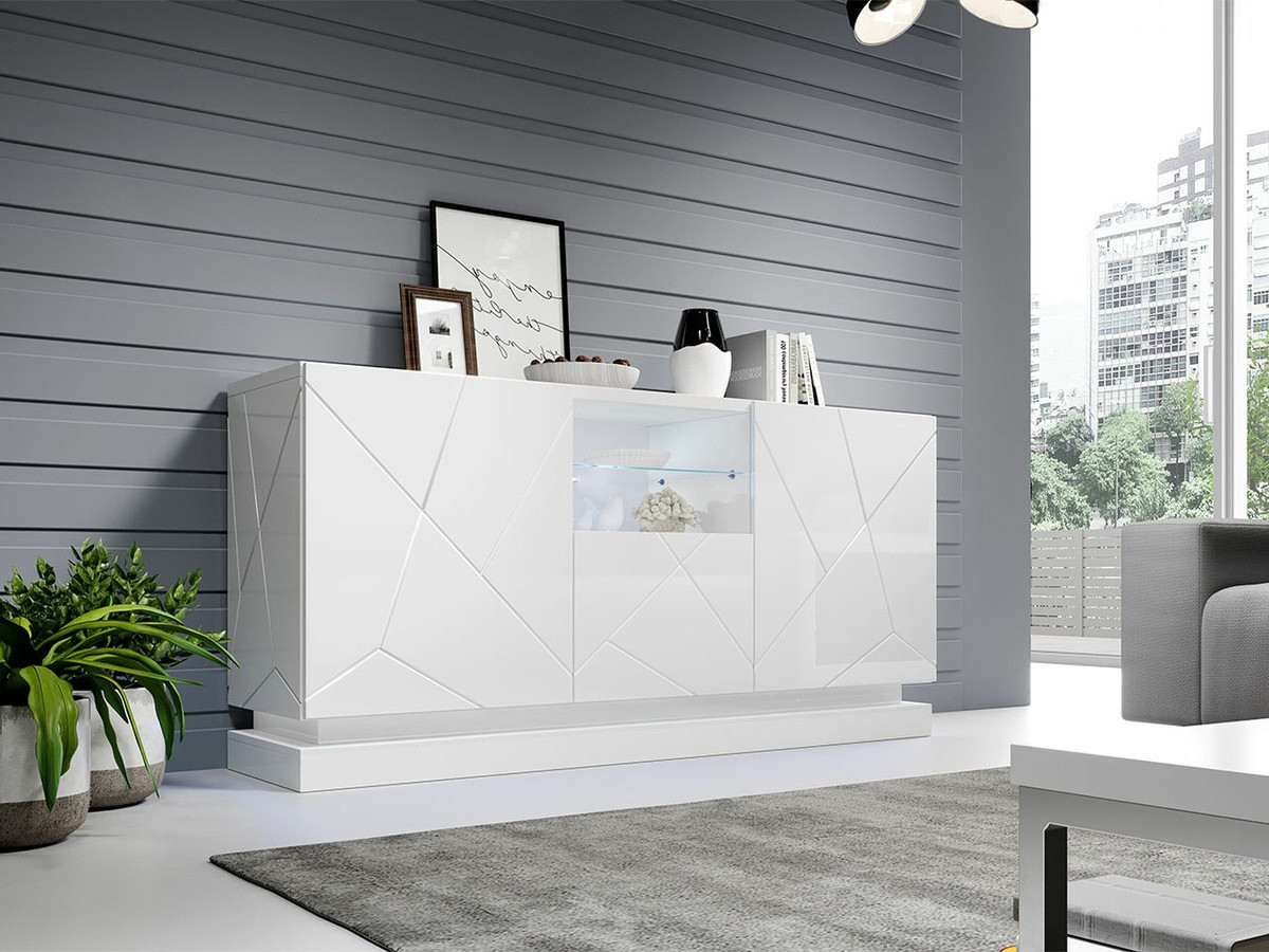 Aparador Linar (Branco + Branco brilhante)