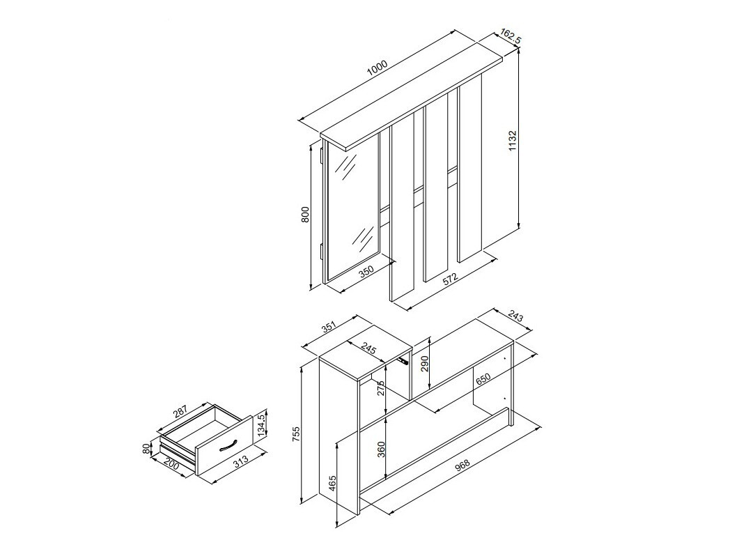 Conjunto para corredor Findlay 149 (Pinheiro branqueado + Branco)