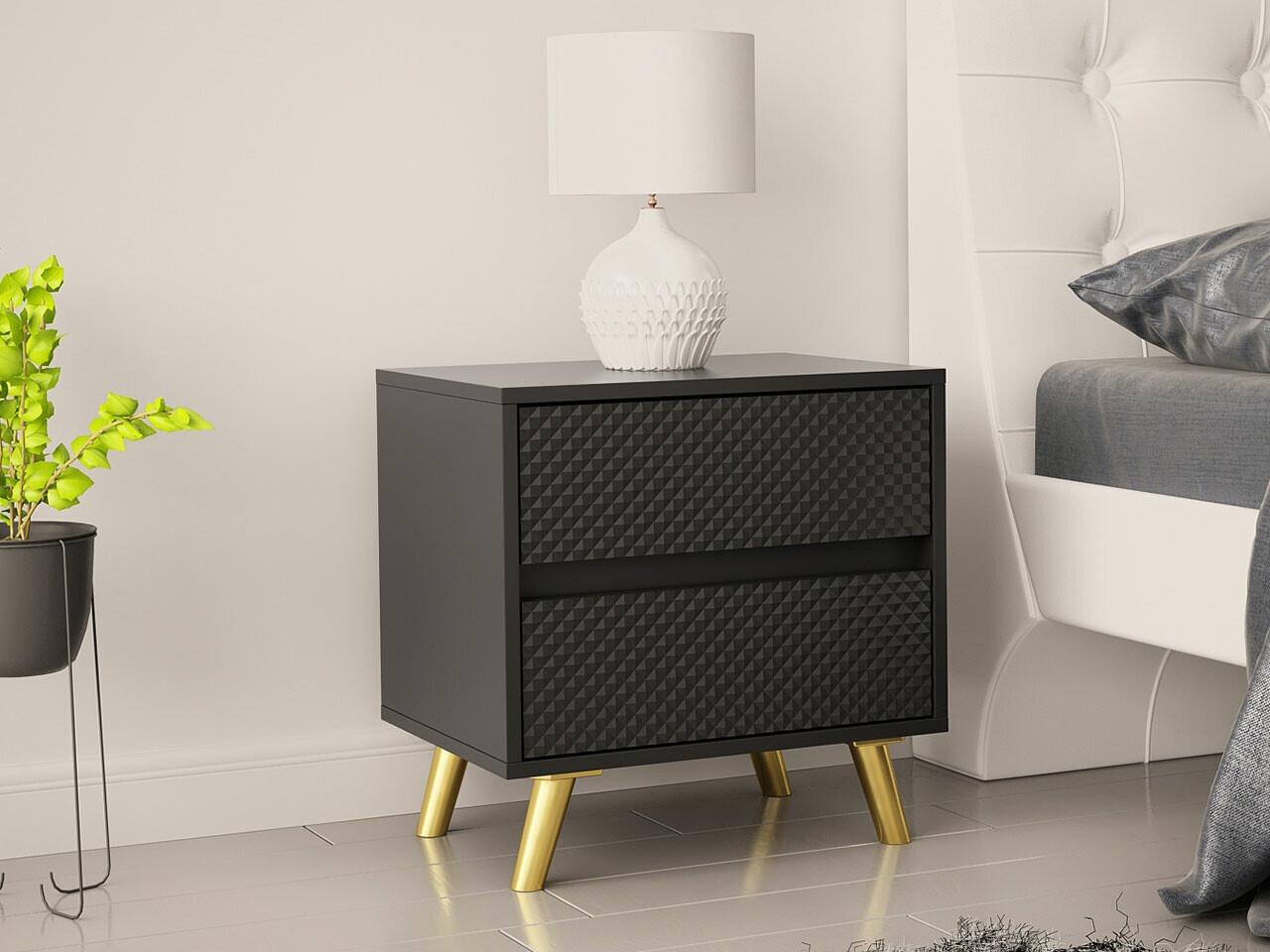 Mesa de cabeceira Merced 131 (Preto)