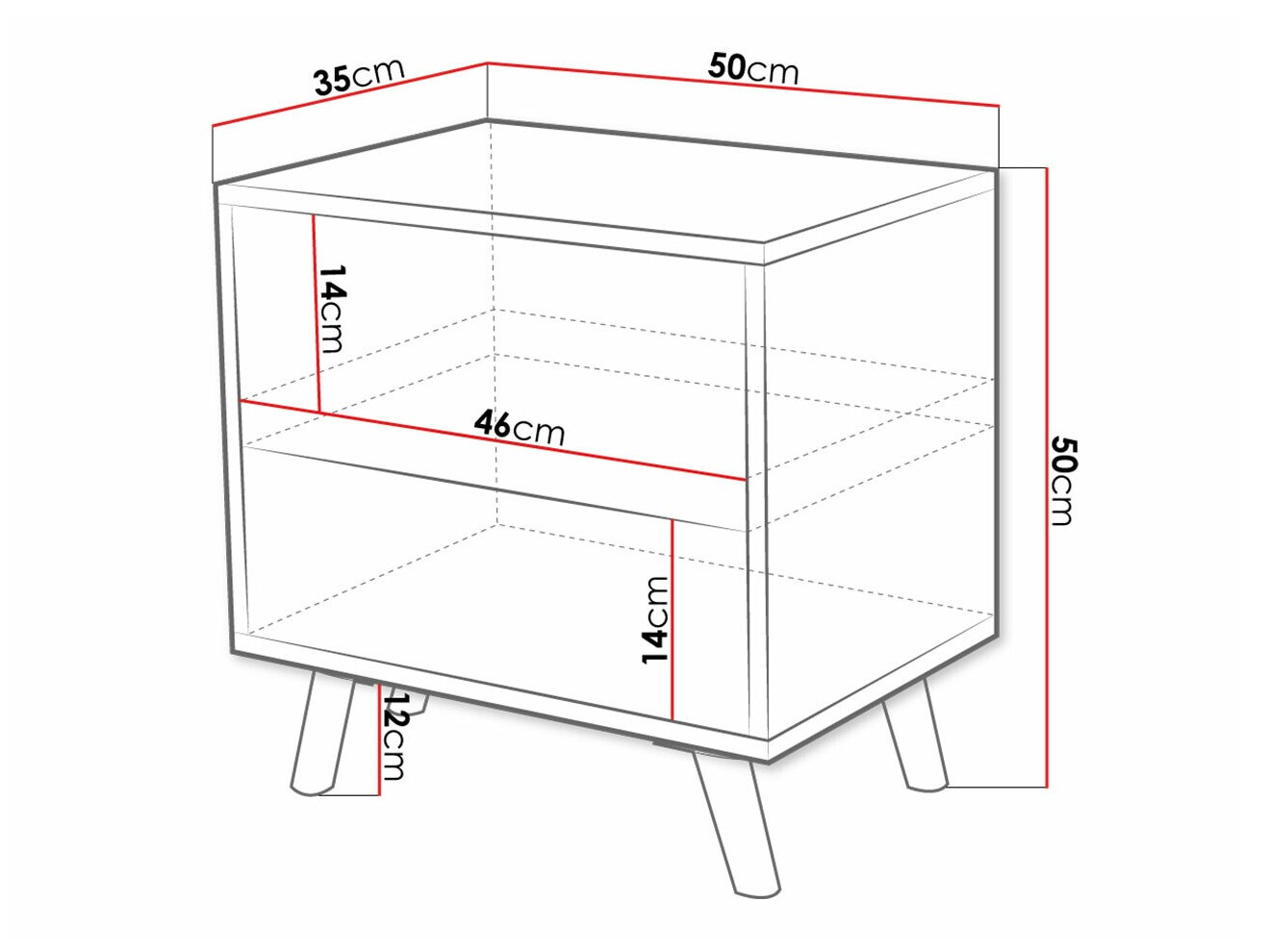 Mesa de cabeceira Merced 131 (Preto)