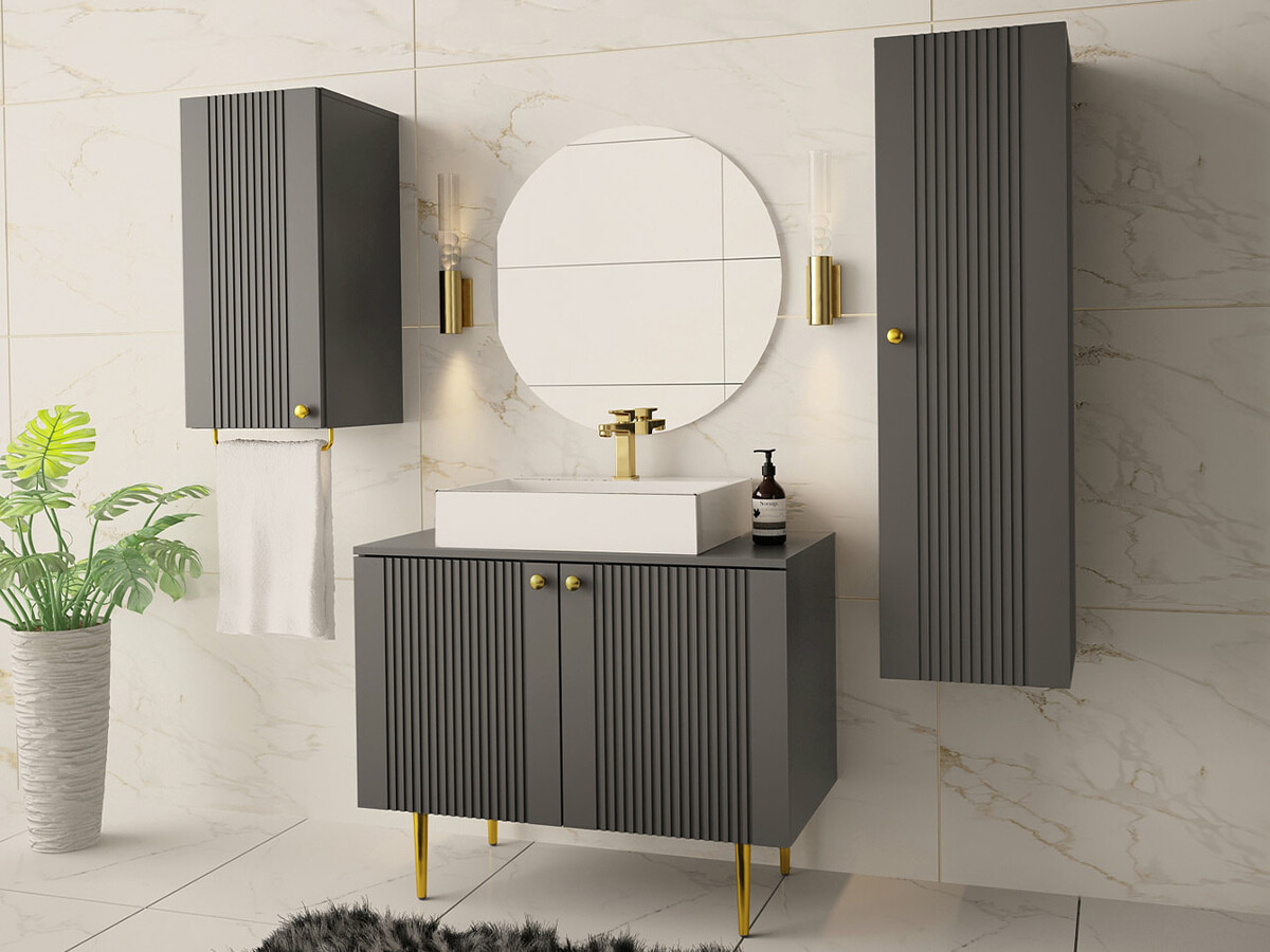 Armário montado na parede para casa de banho Merced P100 (Cinzento)