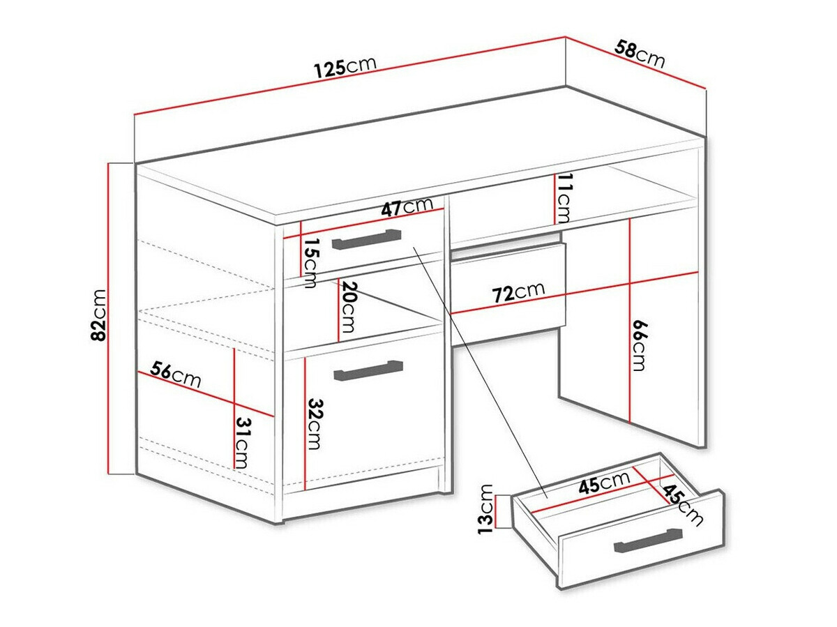 Mesa de escritório Dortivu 158 (Branco)