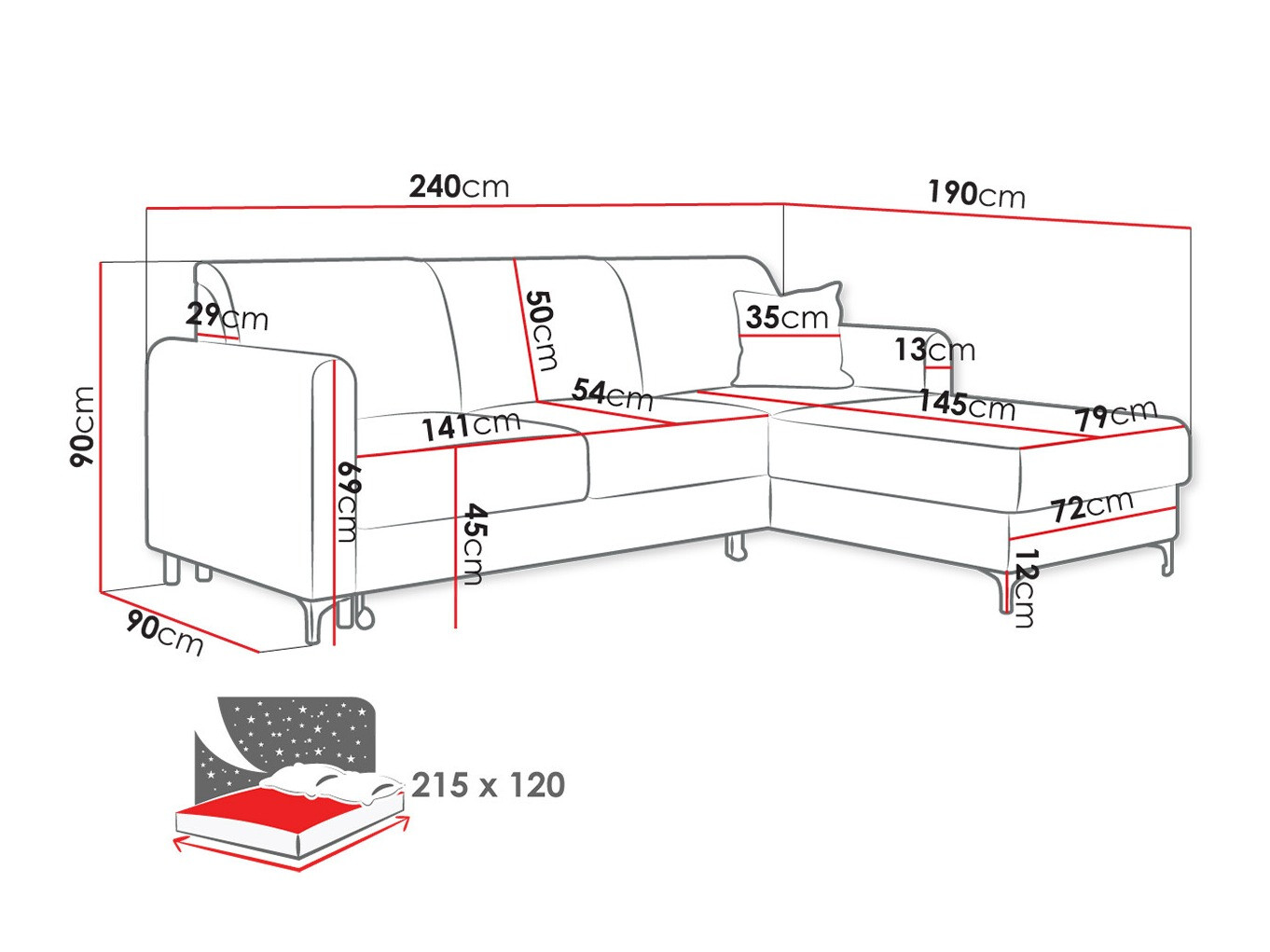 Sofá de canto Comfivo 176 (Poso 39 + Kronos 39)