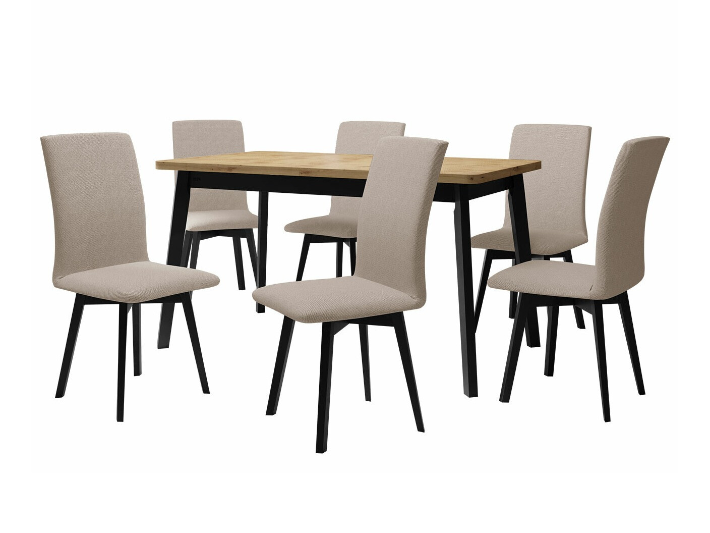 Conjunto para refeições Victorville 292 (Carvalho Artisan + Preto)