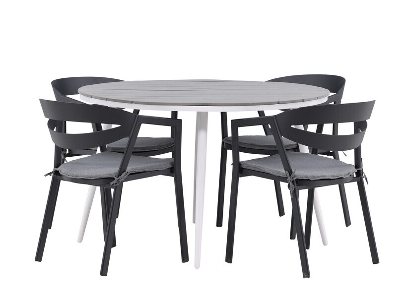 Conjunto de mesa e cadeiras Dallas 4791 (Branco + Cinzento)