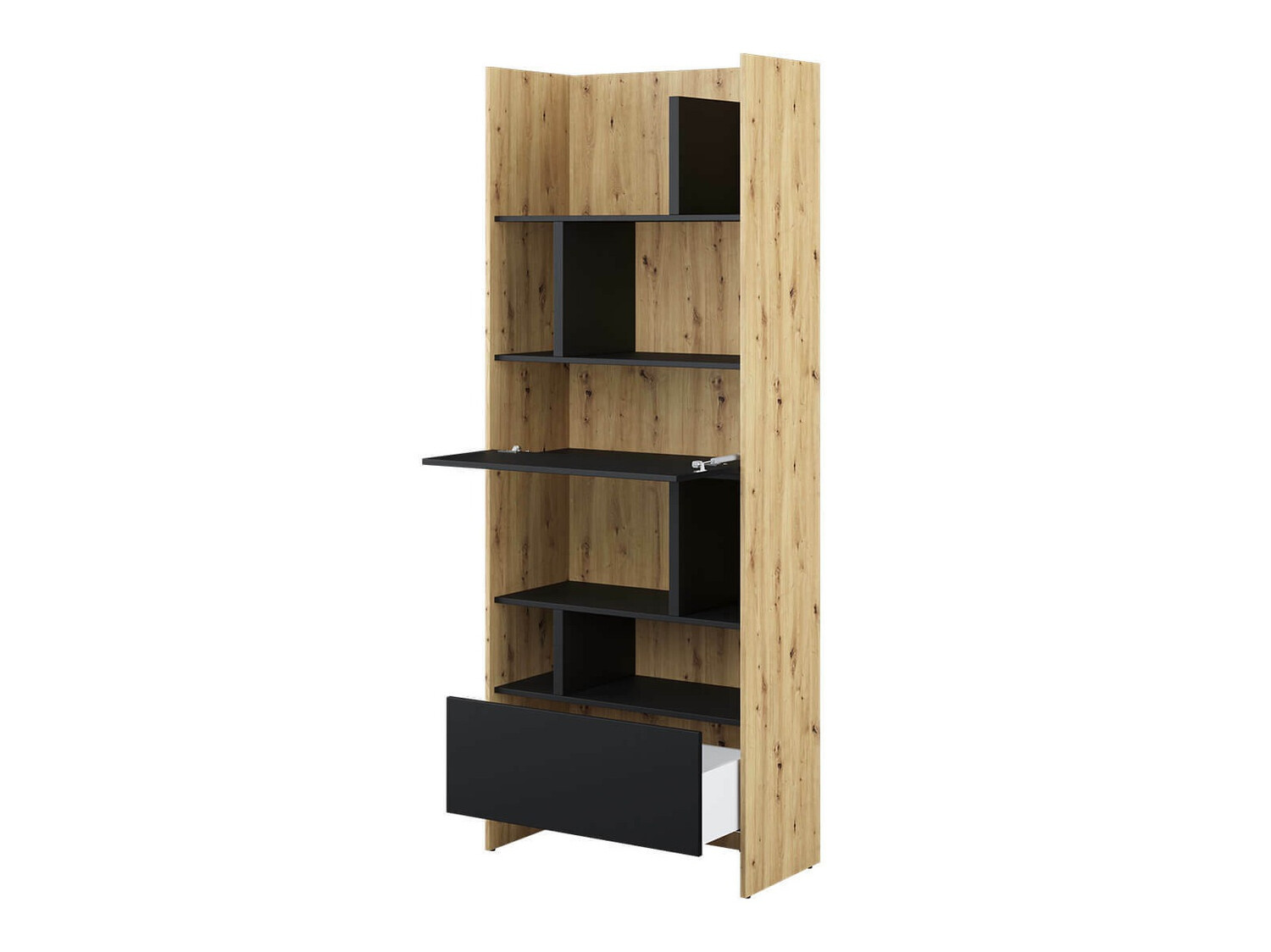 Estante Concept Lenart V (Carvalho Artisan + Preto)