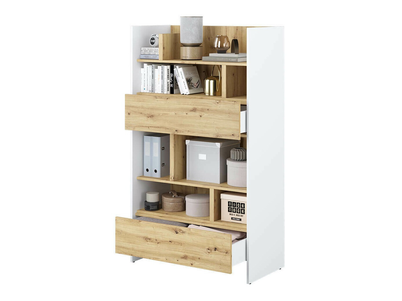 Estante Concept Pro Lenart X (Branco + Carvalho Artisan)